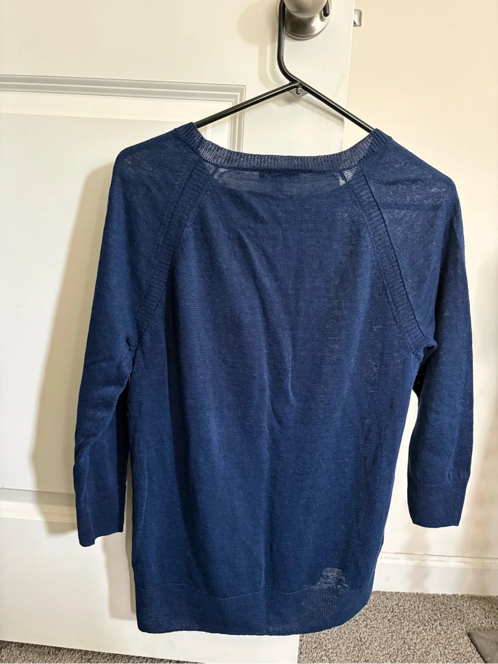 J. Crew Women's Navy Lightweight Linen Crewneck Sweater
